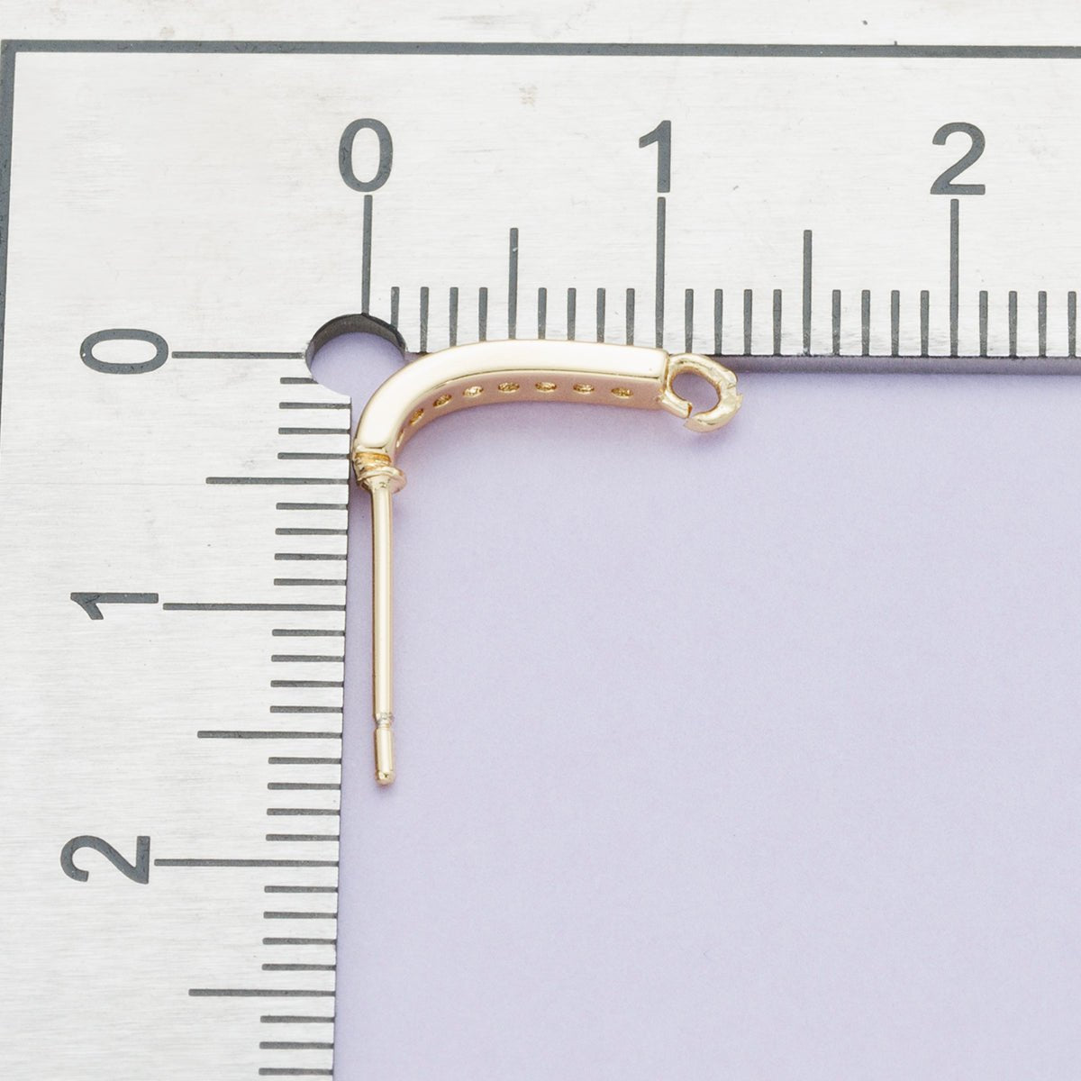 16K Gold Filled 13.5mm Micro Paved CZ Linear Drop Stud Earrings in Gold &amp; Silver | Findings-00094 Findings-00093
