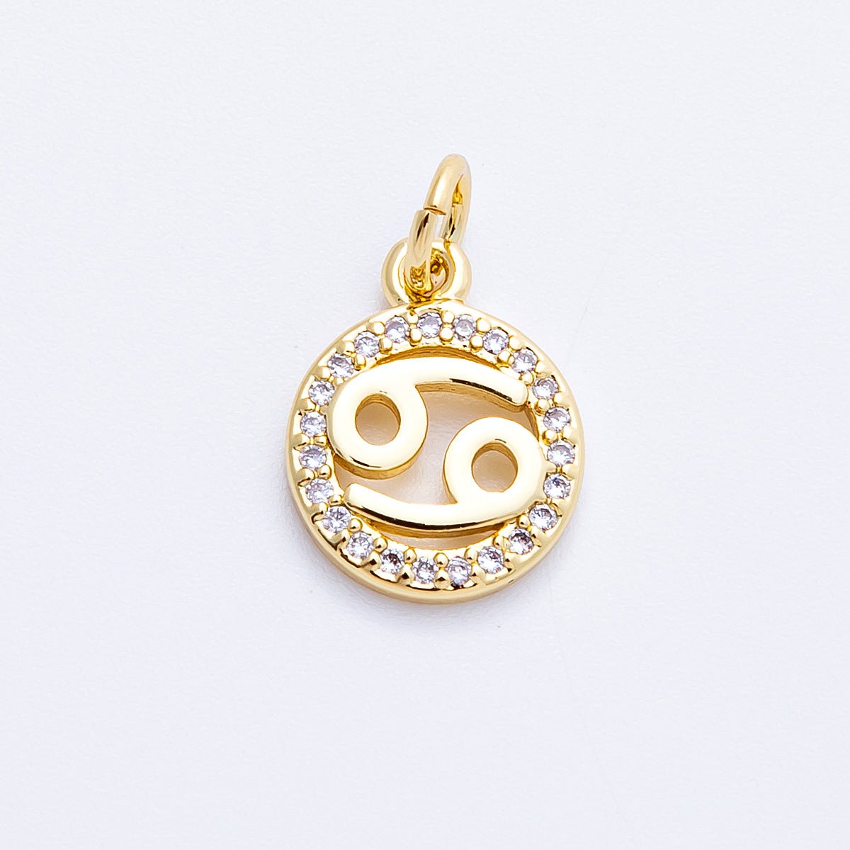 16K Gold Filled 13.5mm Micro Paved CZ Personalized Zodiac Sign Charm | Charms-00223 ~ Charms-00234