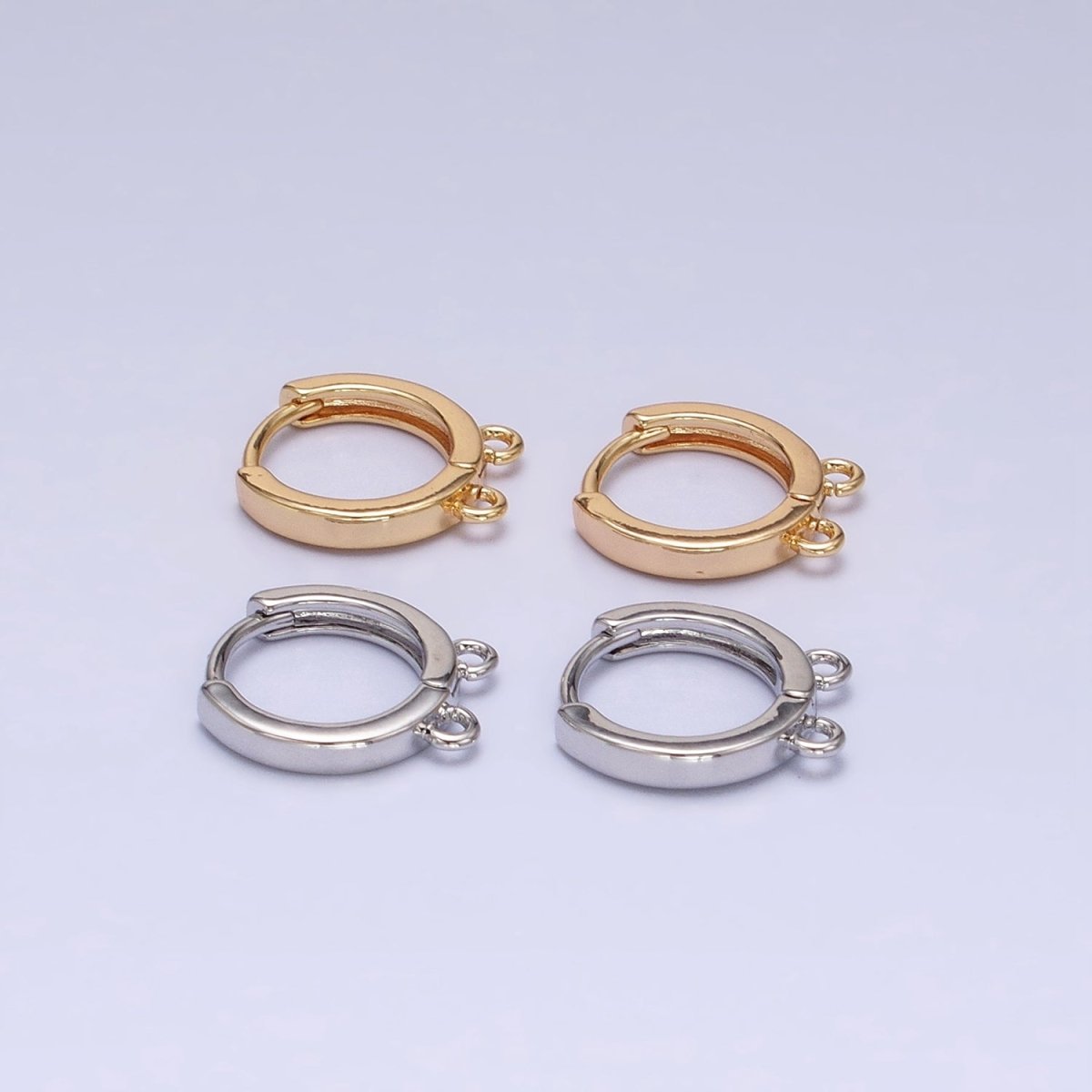 16K Gold Filled 13.5mm Thin Double Open Loop Huggie Earrings Supply in Gold &amp; Silver | Z-225 Z-226