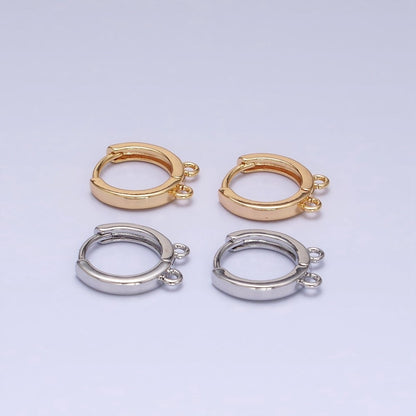 16K Gold Filled 13.5mm Thin Double Open Loop Huggie Earrings Supply in Gold &amp; Silver | Z-225 Z-226