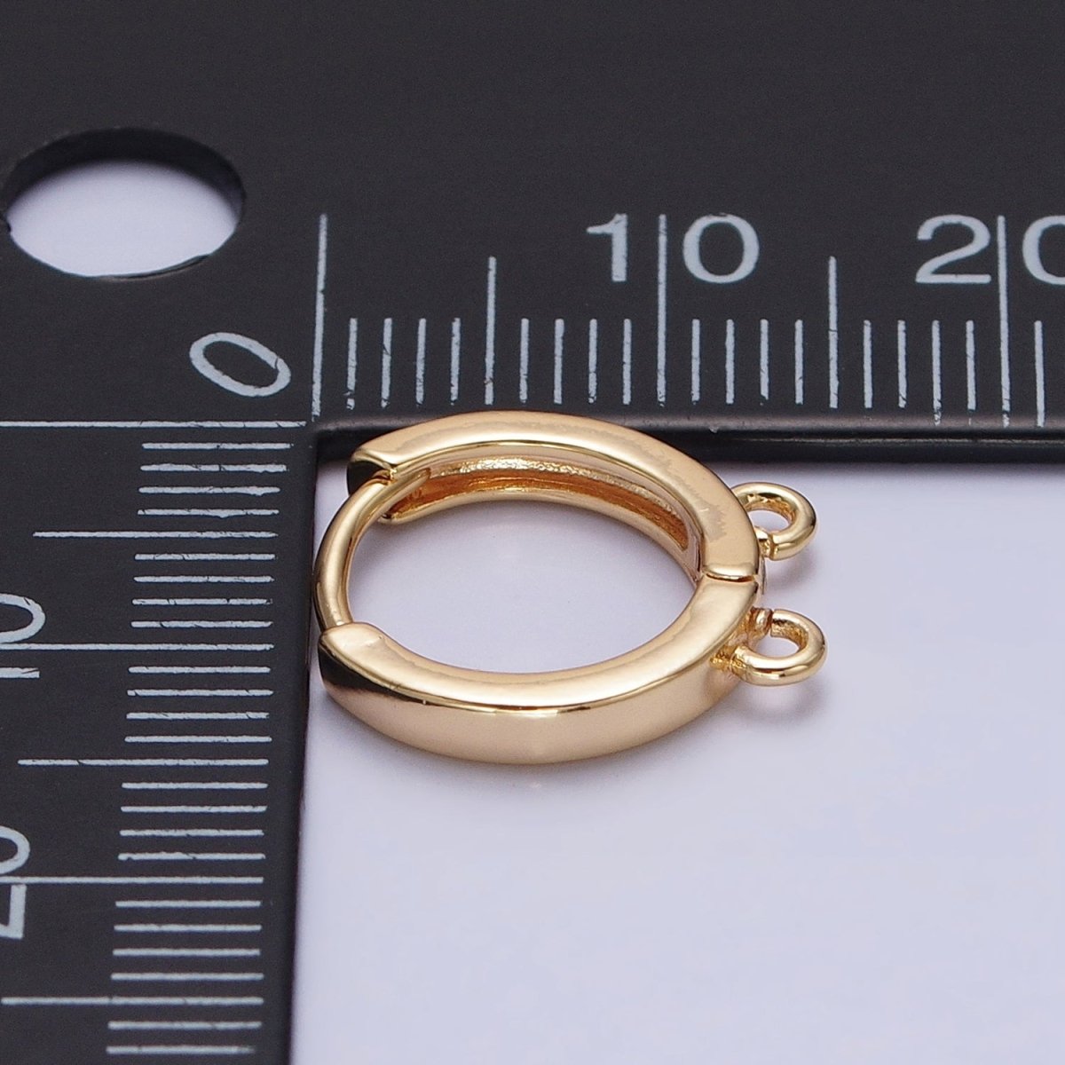 16K Gold Filled 13.5mm Thin Double Open Loop Huggie Earrings Supply in Gold &amp; Silver | Z-225 Z-226