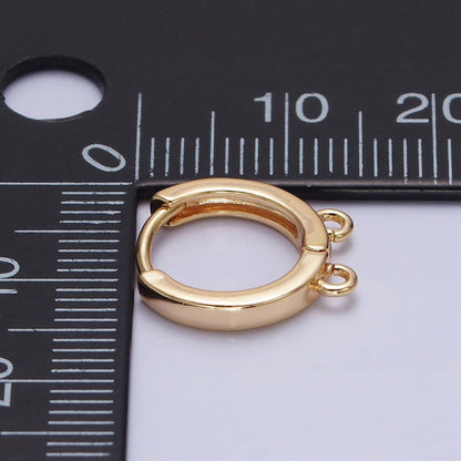 16K Gold Filled 13.5mm Thin Double Open Loop Huggie Earrings Supply in Gold &amp; Silver | Z-225 Z-226