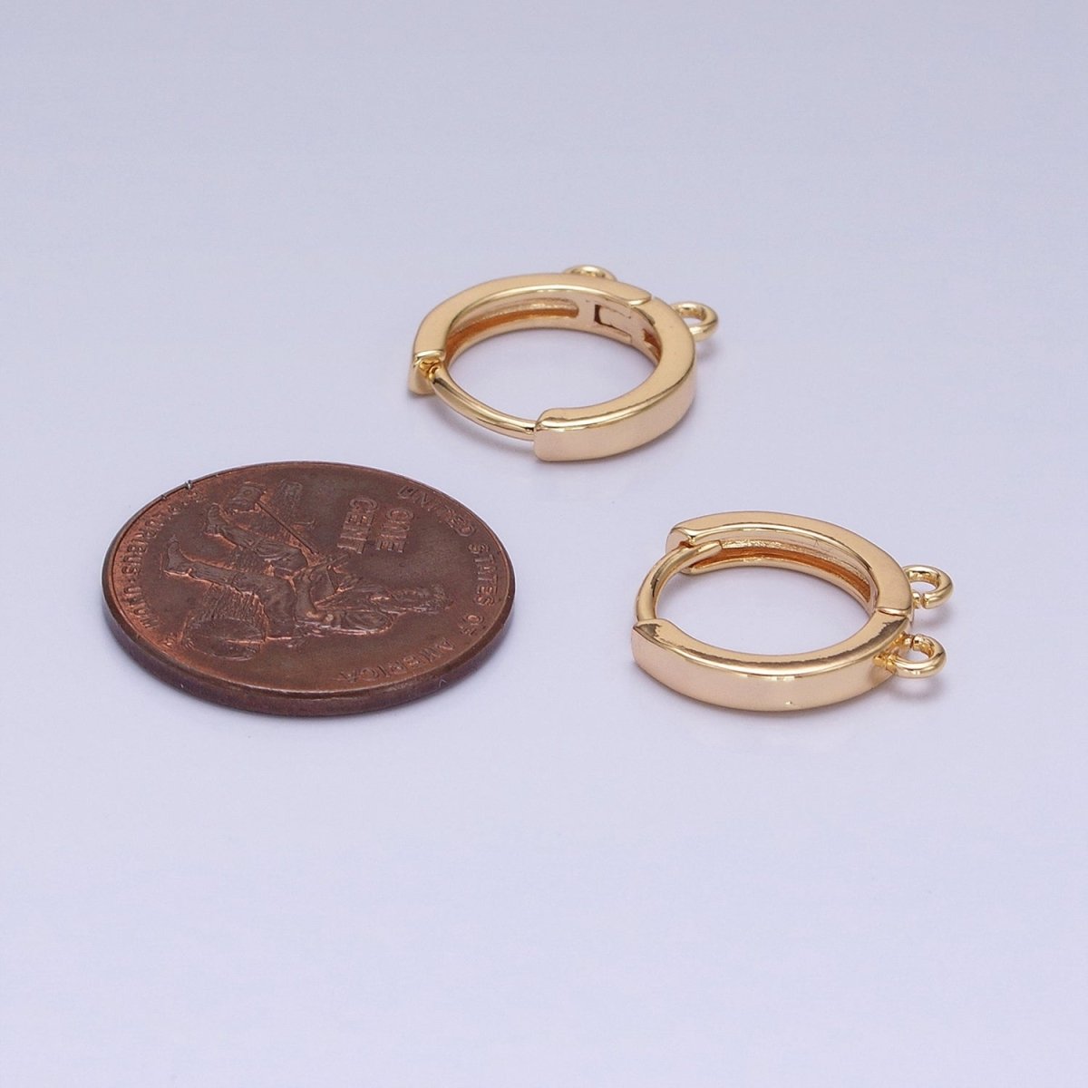 16K Gold Filled 13.5mm Thin Double Open Loop Huggie Earrings Supply in Gold &amp; Silver | Z-225 Z-226