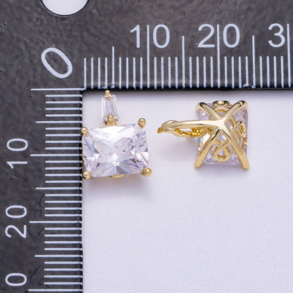 16K Gold Filled 13mm Baguette CZ Rectangular Solitaire Pendant | Charms-00627