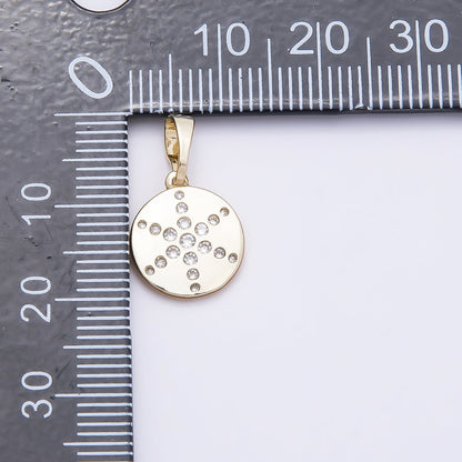 16K Gold Filled 13mm Clear CZ Dotted Celestial North Star Round Charm | Charms-00936