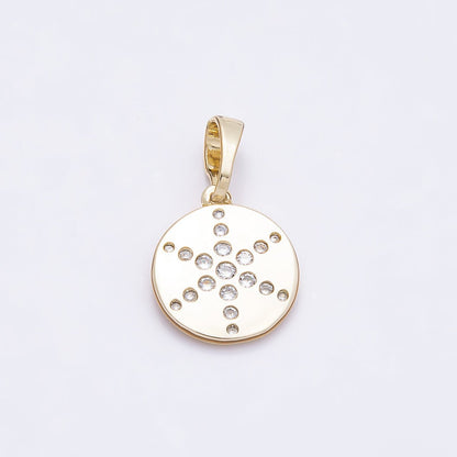 16K Gold Filled 13mm Clear CZ Dotted Celestial North Star Round Charm | Charms-00936