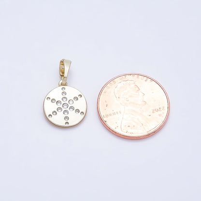 16K Gold Filled 13mm Clear CZ Dotted Celestial North Star Round Charm | Charms-00936