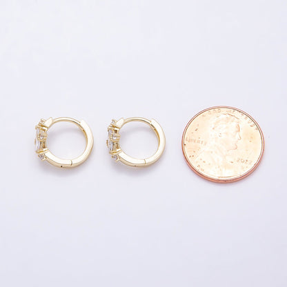 16K Gold Filled 13mm Clear Marquise CZ Celestial Star Huggie Earrings | Earrings-00453
