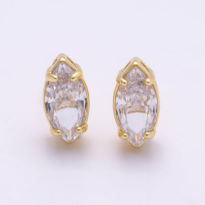 16K Gold Filled 13mm Clear Marquise CZ Stud Earrings in Gold &amp; Silver | Earrings-00405 - Earrings-00406