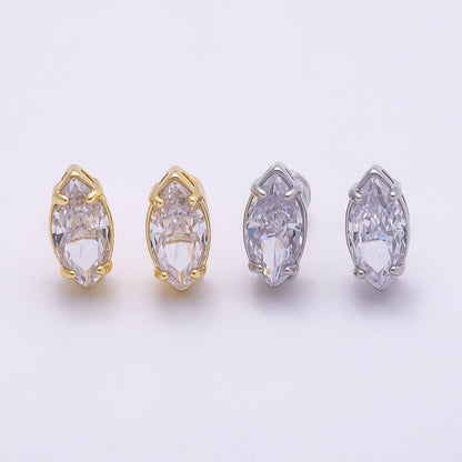 16K Gold Filled 13mm Clear Marquise CZ Stud Earrings in Gold &amp; Silver | Earrings-00405 - Earrings-00406