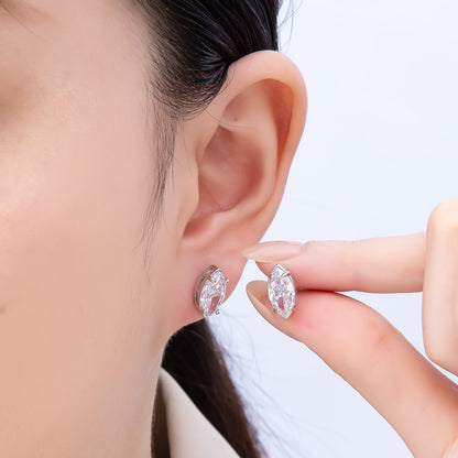 16K Gold Filled 13mm Clear Marquise CZ Stud Earrings in Gold &amp; Silver | Earrings-00405 - Earrings-00406
