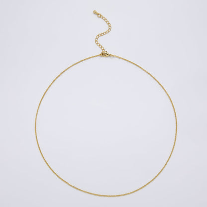 16K Gold Filled 1.3mm Minimalist Cable Chain 16 Inch, 18 Inch, 20 Inch Necklace w. Extender | WA-04256
