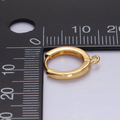 16K Gold Filled 13mm Minimalist Flat Huggie Open Loop Earrings Findings Supply | Z567