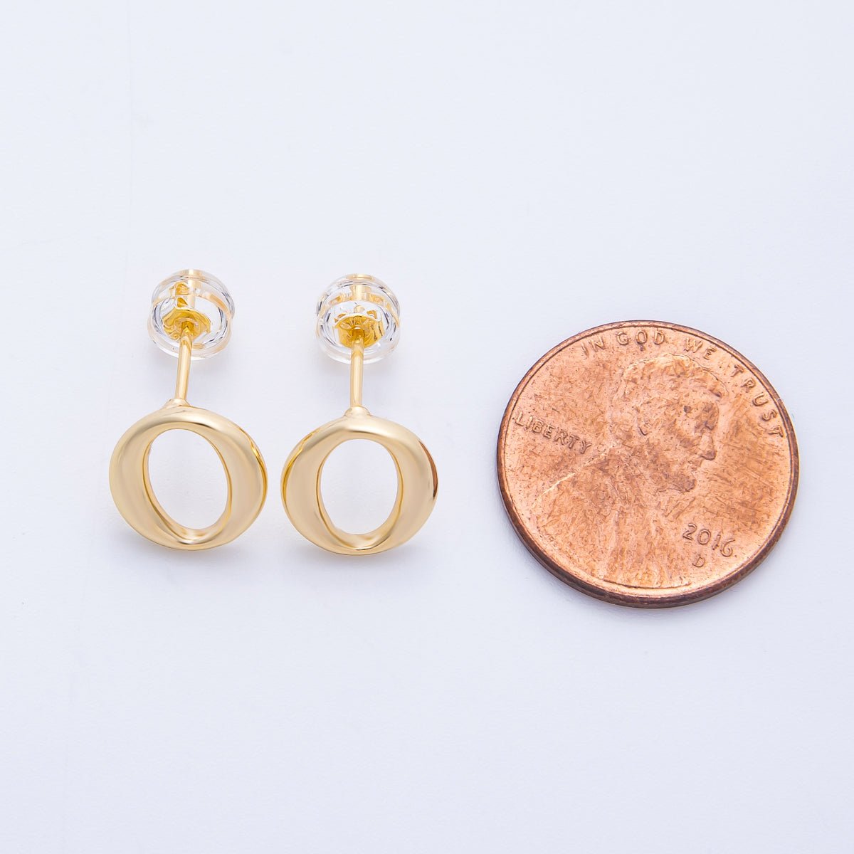 16K Gold Filled 13mm Minimalist Open Oval Drop Stud | Earrings-00228