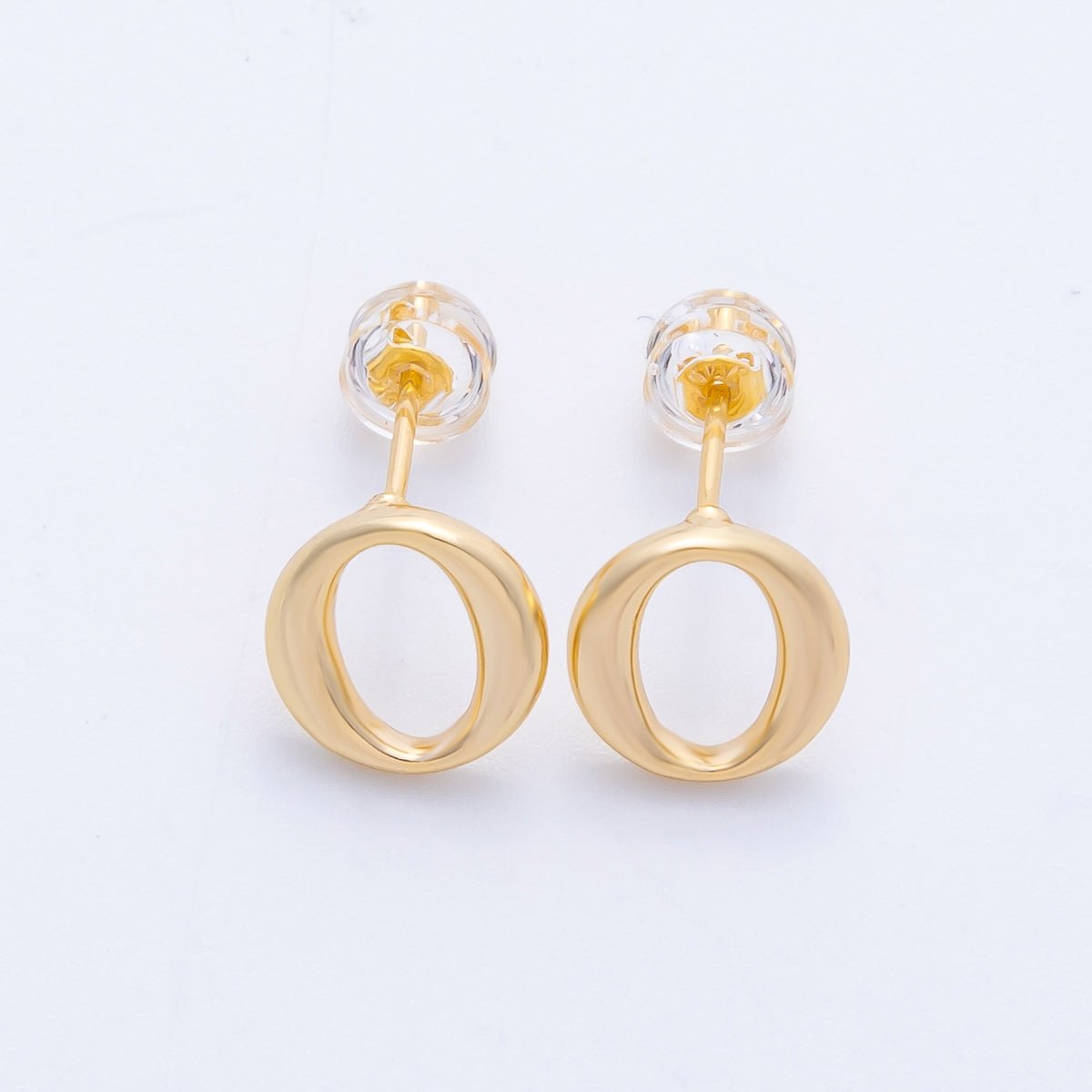 16K Gold Filled 13mm Minimalist Open Oval Drop Stud | Earrings-00228