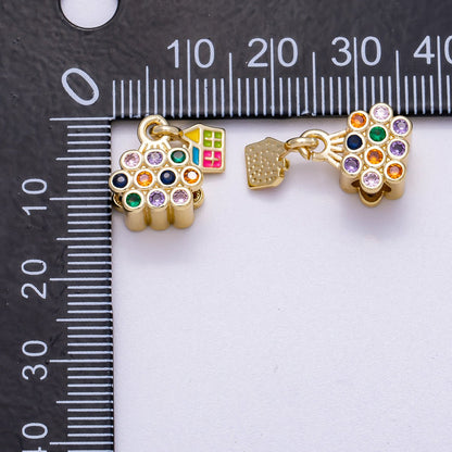 16K Gold Filled 13mm Multicolor CZ Enamel House Balloon Charm | Charms-00624