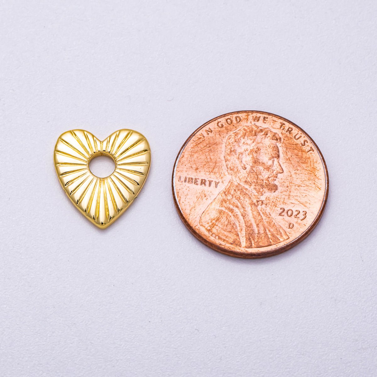 16K Gold Filled 13mm Sunburst Love Heart Spacer Mini Beads | BEADS-00236