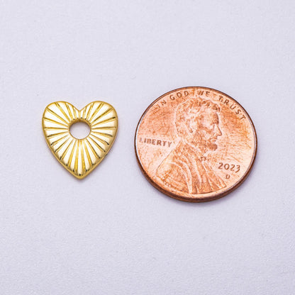 16K Gold Filled 13mm Sunburst Love Heart Spacer Mini Beads | BEADS-00236