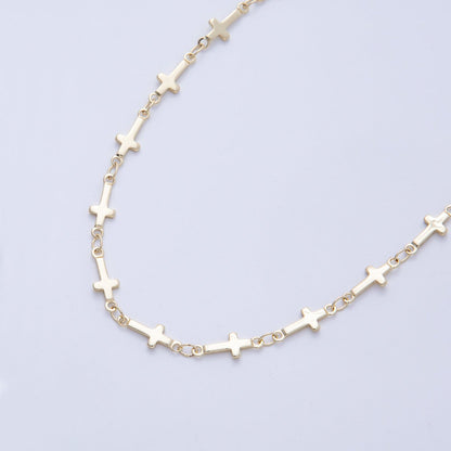 16K Gold Filled 13mm x 5mm Minimalist Religious Cross Unfinished Chain by Yard | Roll-01849