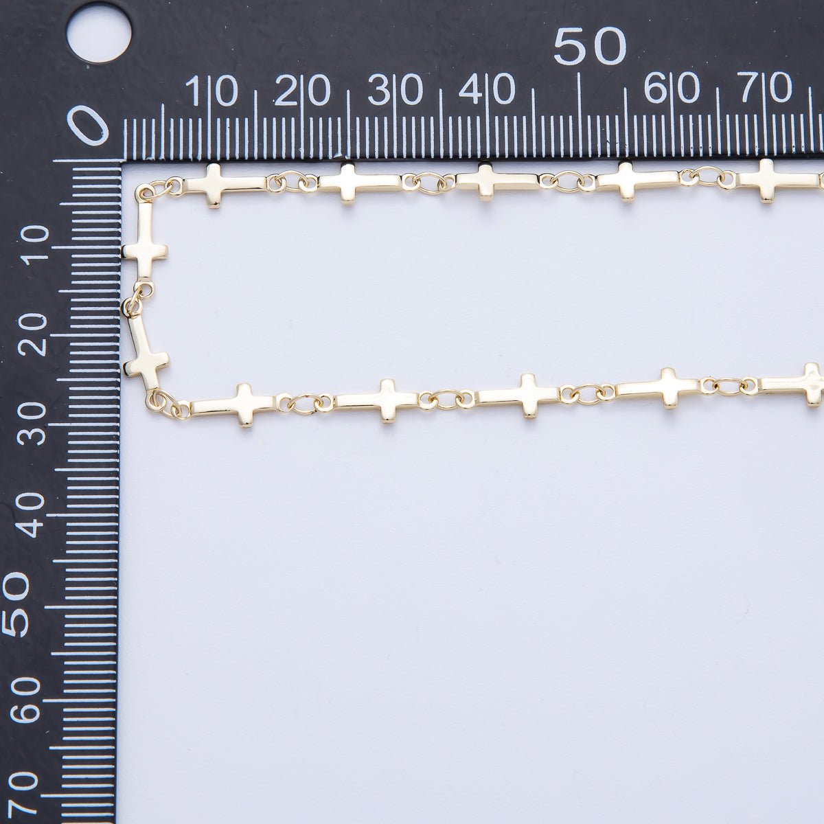 16K Gold Filled 13mm x 5mm Minimalist Religious Cross Unfinished Chain by Yard | Roll-01849