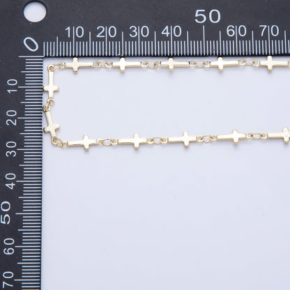 16K Gold Filled 13mm x 5mm Minimalist Religious Cross Unfinished Chain by Yard | Roll-01849