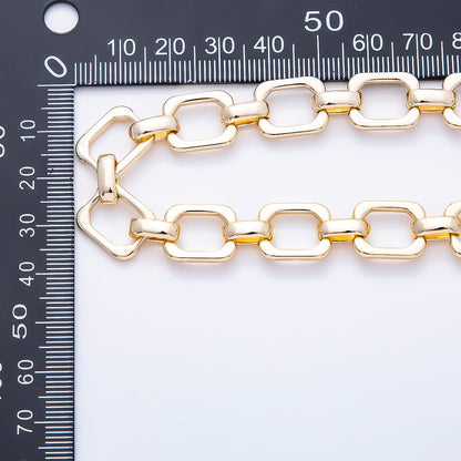 16K Gold Filled 14.5mm x 12mm Edged Minimalist Paperclip Unfinished Chain by Yard | Roll-01897