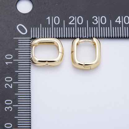 16K Gold Filled 14mm Clear CZ Celestial North Star Oblong Hoop Earrings | Earrings-00342