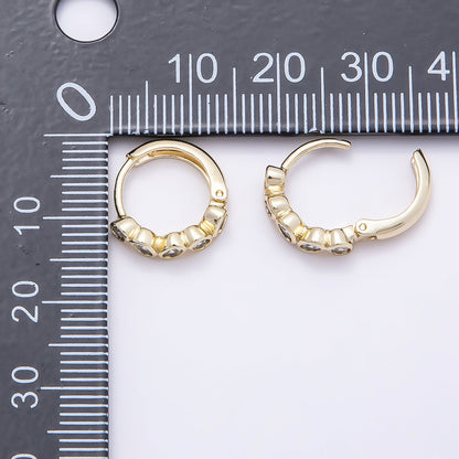 16K Gold Filled 14mm Clear Oval CZ Bezel Cartilage Huggie Earrings | Earrings-00441