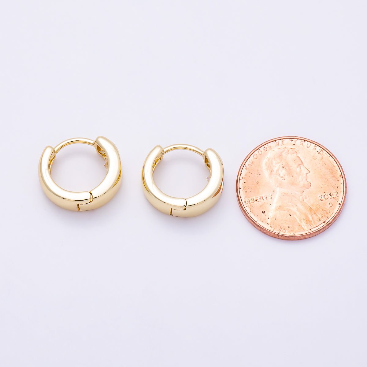 16K Gold Filled 14mm Clear Oval CZ Minimalist Dome Oblong Huggie | Earrings-00699