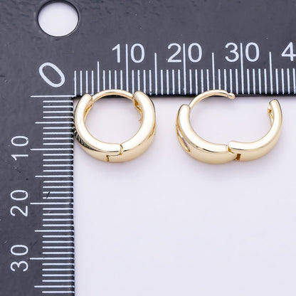 16K Gold Filled 14mm Clear Oval CZ Minimalist Dome Oblong Huggie | Earrings-00699