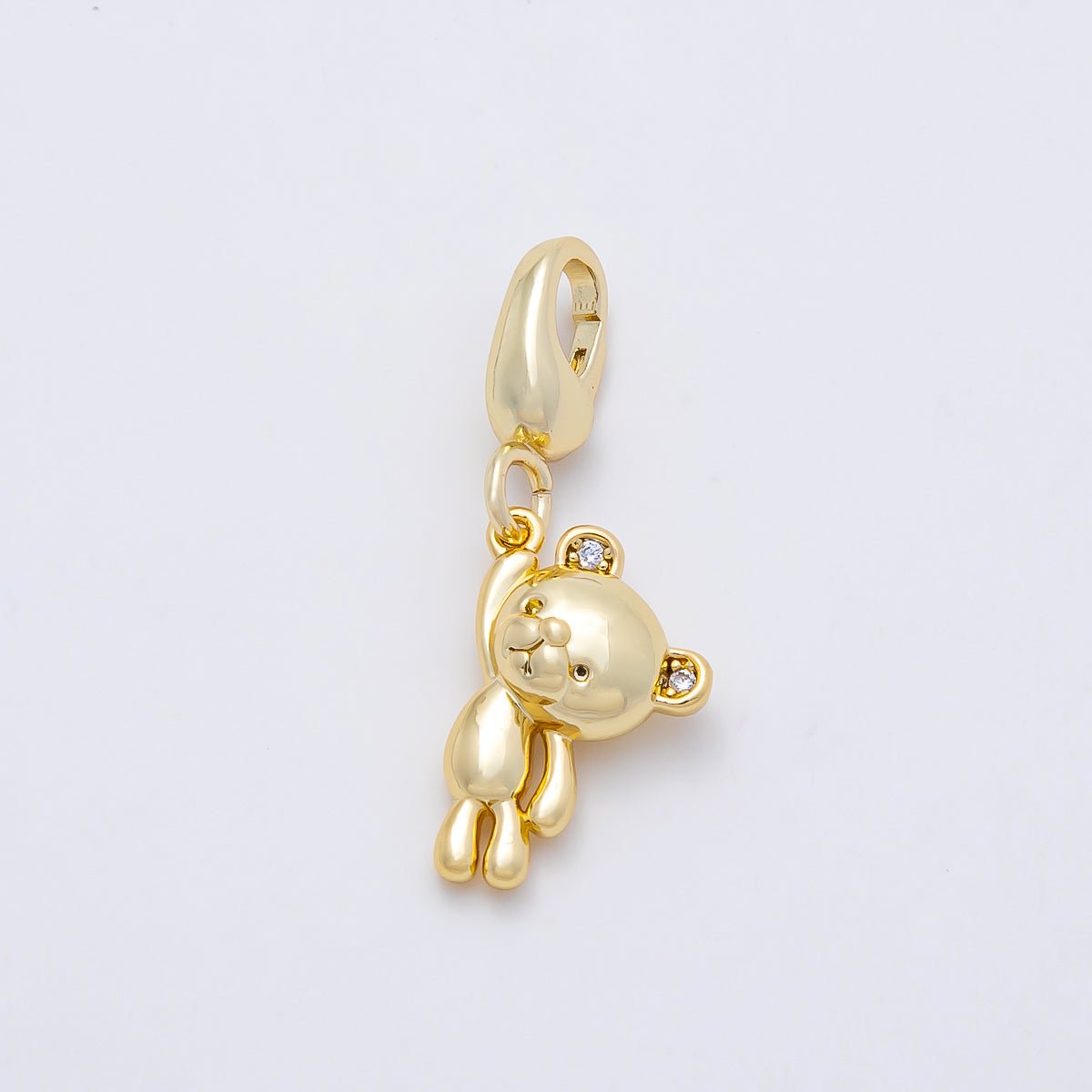 16K Gold Filled 14mm CZ Teddy Bear Minimalist 3D Multidimensional Charm | Charms-01170