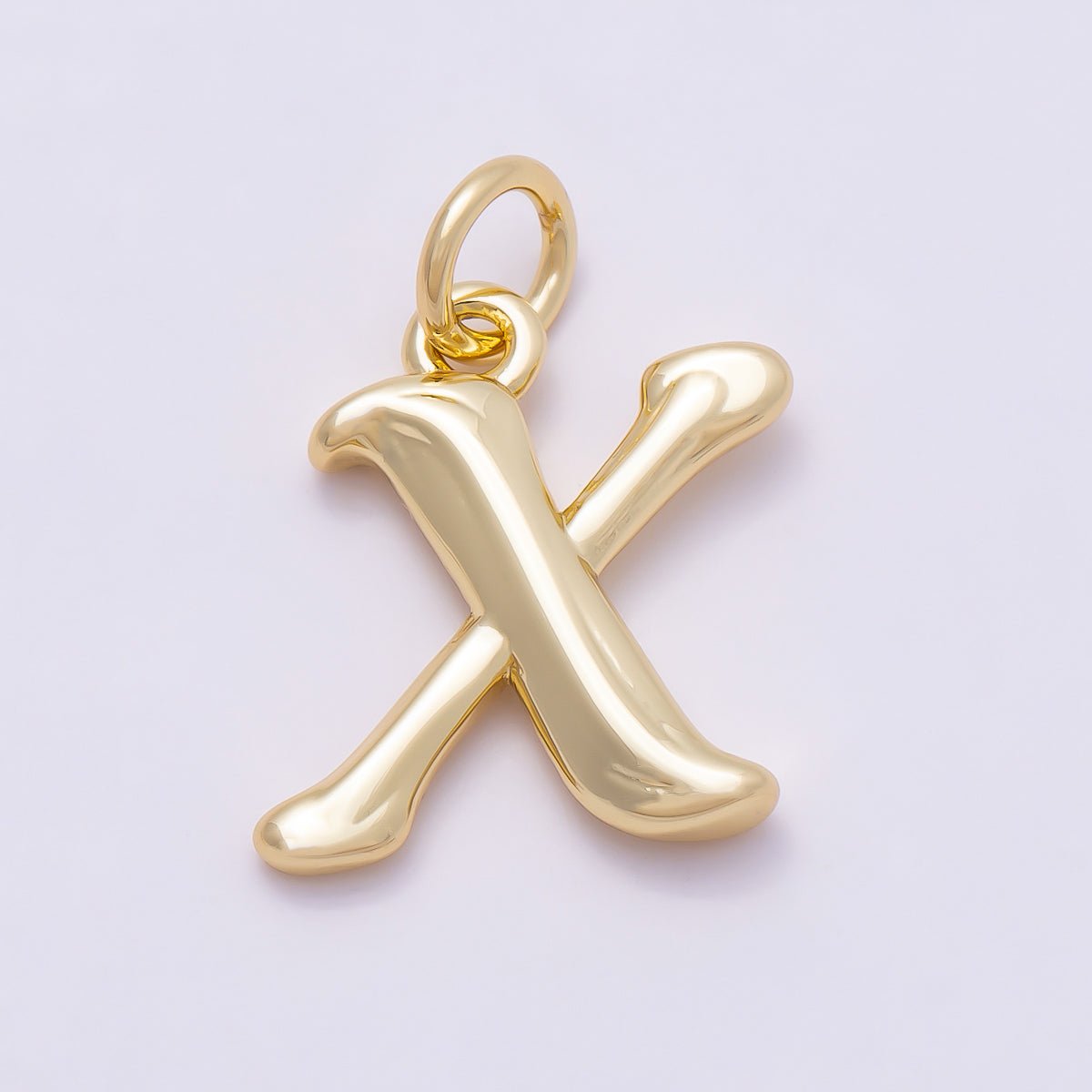 16K Gold Filled 14mm Minimalist Molten Alphabet Initial Letter Charm | Charms-00908 ~ Charms-00933
