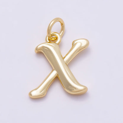 16K Gold Filled 14mm Minimalist Molten Alphabet Initial Letter Charm | Charms-00908 ~ Charms-00933