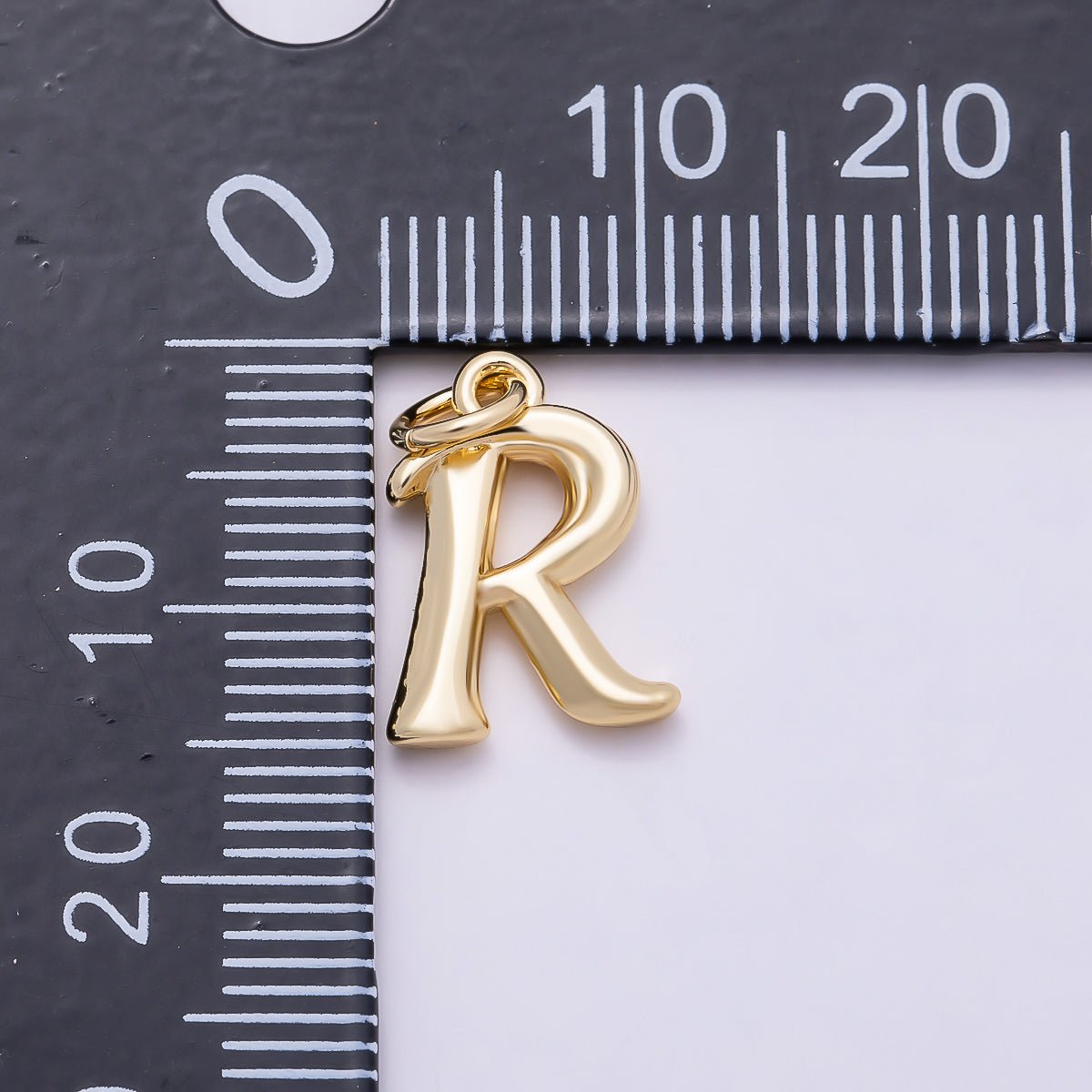 16K Gold Filled 14mm Minimalist Molten Alphabet Initial Letter Charm | Charms-00908 ~ Charms-00933