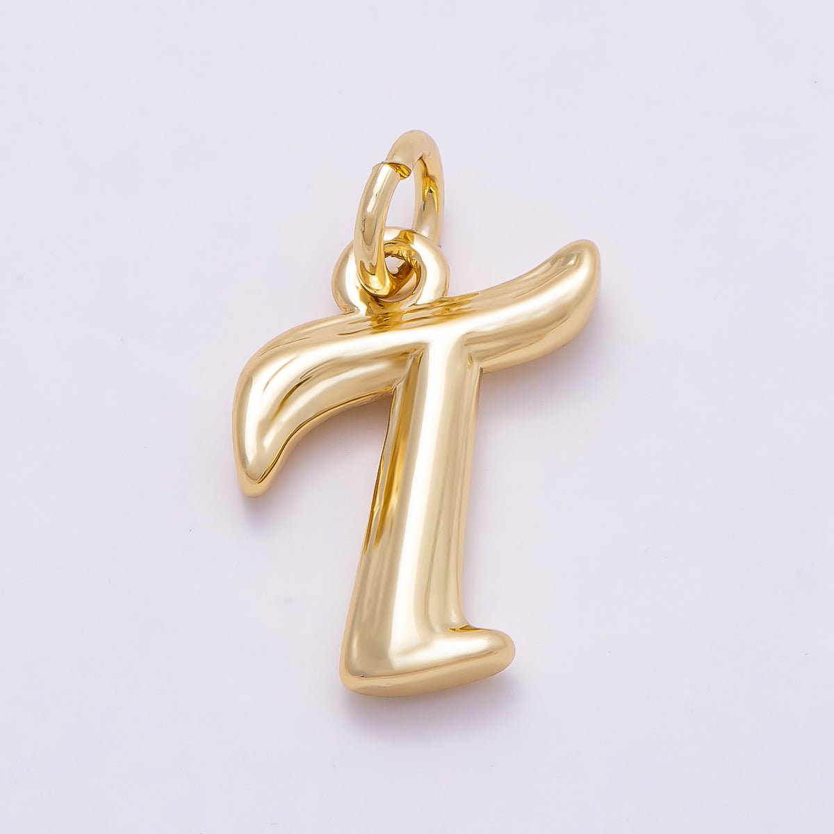 16K Gold Filled 14mm Minimalist Molten Alphabet Initial Letter Charm | Charms-00908 ~ Charms-00933