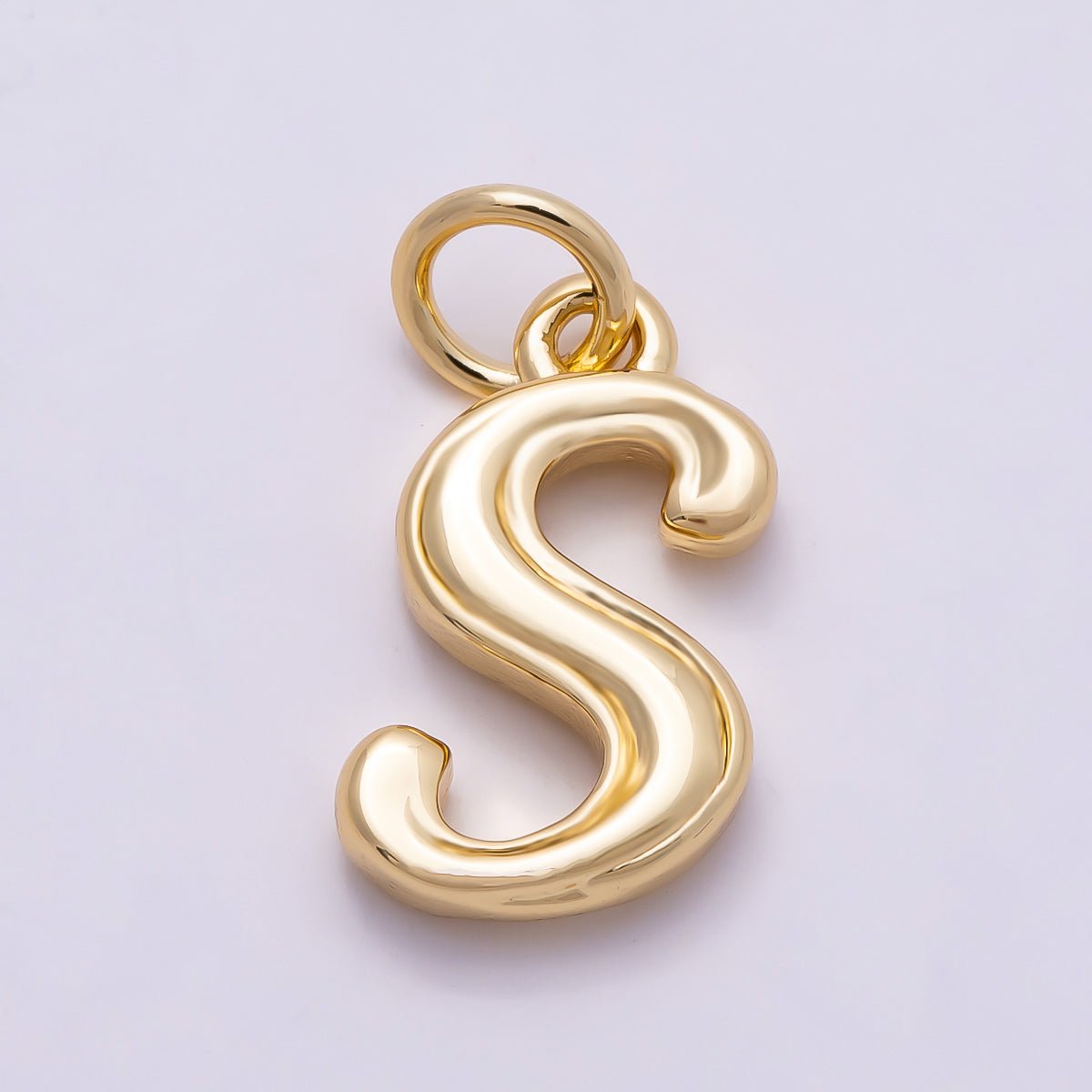 16K Gold Filled 14mm Minimalist Molten Alphabet Initial Letter Charm | Charms-00908 ~ Charms-00933