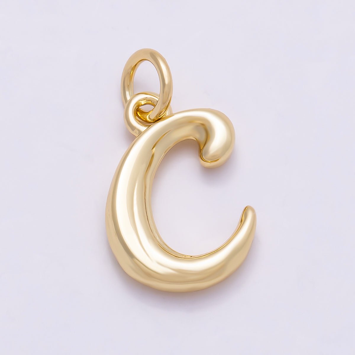 16K Gold Filled 14mm Minimalist Molten Alphabet Initial Letter Charm | Charms-00908 ~ Charms-00933