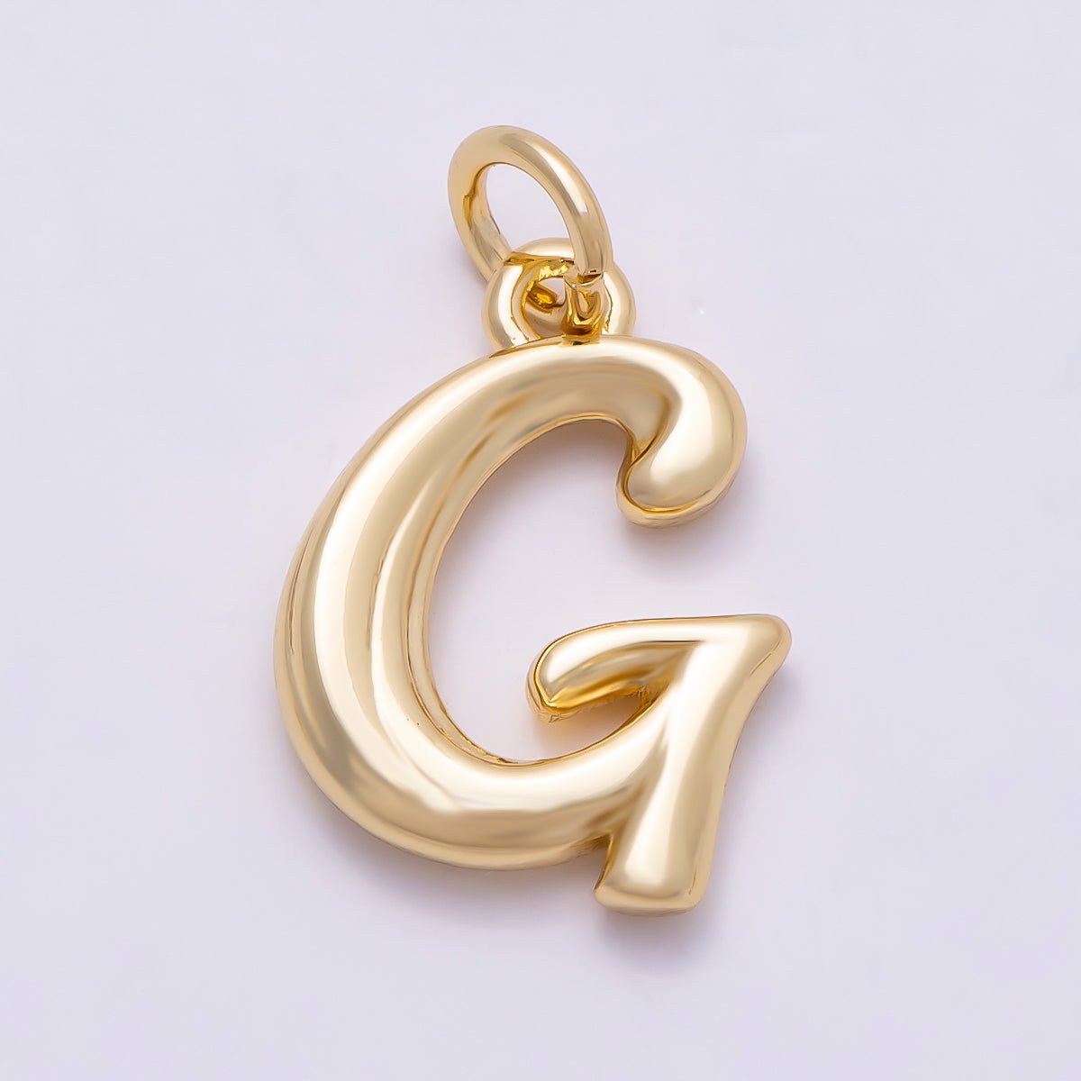 16K Gold Filled 14mm Minimalist Molten Alphabet Initial Letter Charm | Charms-00908 ~ Charms-00933