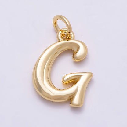 16K Gold Filled 14mm Minimalist Molten Alphabet Initial Letter Charm | Charms-00908 ~ Charms-00933
