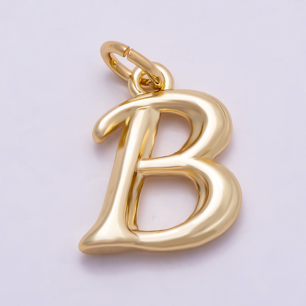 16K Gold Filled 14mm Minimalist Molten Alphabet Initial Letter Charm | Charms-00908 ~ Charms-00933