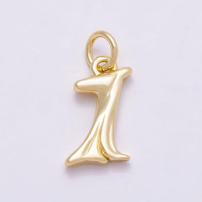 16K Gold Filled 14mm Minimalist Molten Alphabet Initial Letter Charm | Charms-00908 ~ Charms-00933