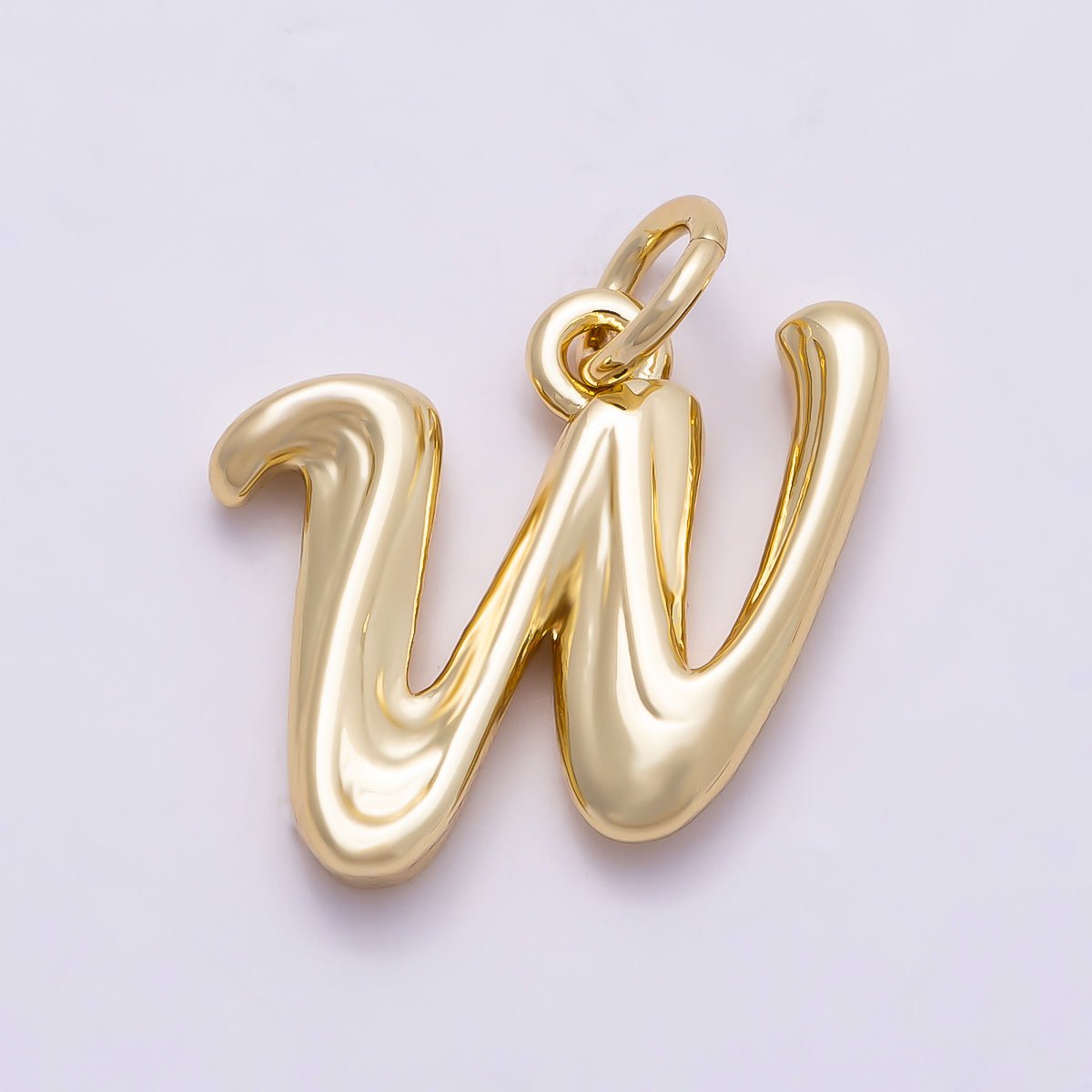 16K Gold Filled 14mm Minimalist Molten Alphabet Initial Letter Charm | Charms-00908 ~ Charms-00933