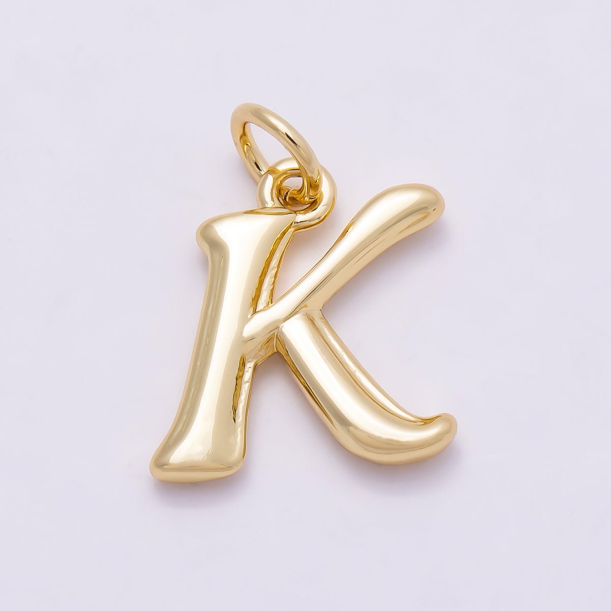16K Gold Filled 14mm Minimalist Molten Alphabet Initial Letter Charm | Charms-00908 ~ Charms-00933