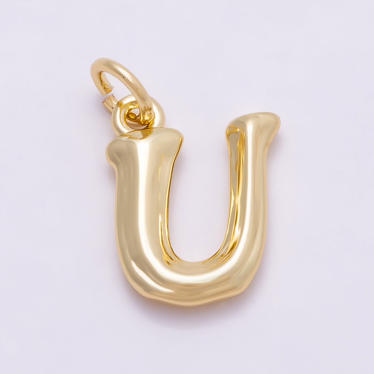 16K Gold Filled 14mm Minimalist Molten Alphabet Initial Letter Charm | Charms-00908 ~ Charms-00933