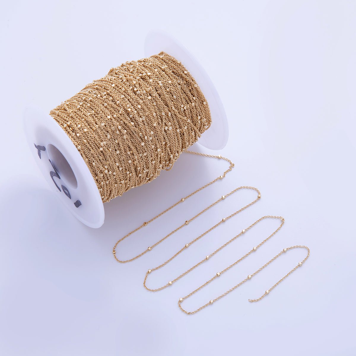 16K Gold Filled 1.4mm Minimalist Multifaceted Satellite Cable Unfinished Chain by Yard | Roll-01577