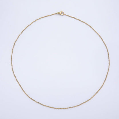 16K Gold Filled 1.4mm Minimalist Singapore Chain 18 Inch Necklace | WA-04468
