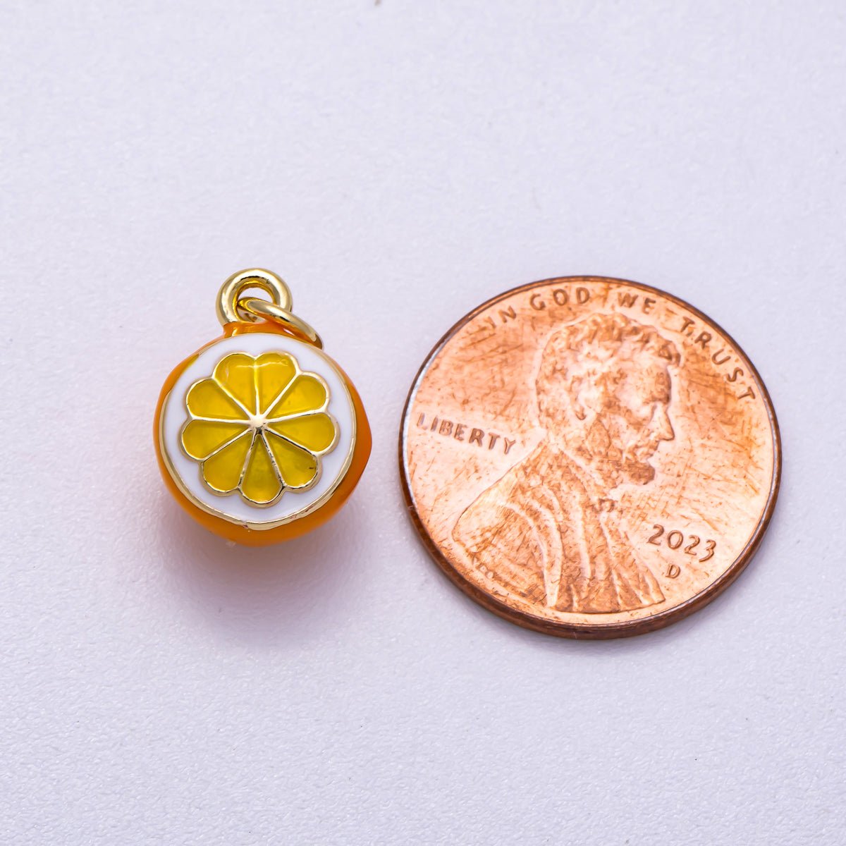 16K Gold Filled 14mm Orange Fruit Enamel 3D Multidimensional Charm | Charms-00543 - Charms-00545