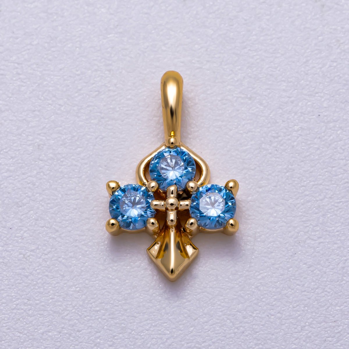 16K Gold Filled 14mm Pink, Blue CZ Mini Cross Charm in Gold &amp; Silver | Charms-00633 ~ Charms-00636