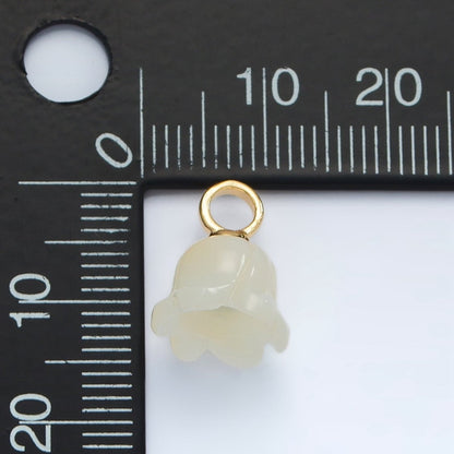 16K Gold Filled 14mm Tulip Flower Shell Pearl Charm | P1861