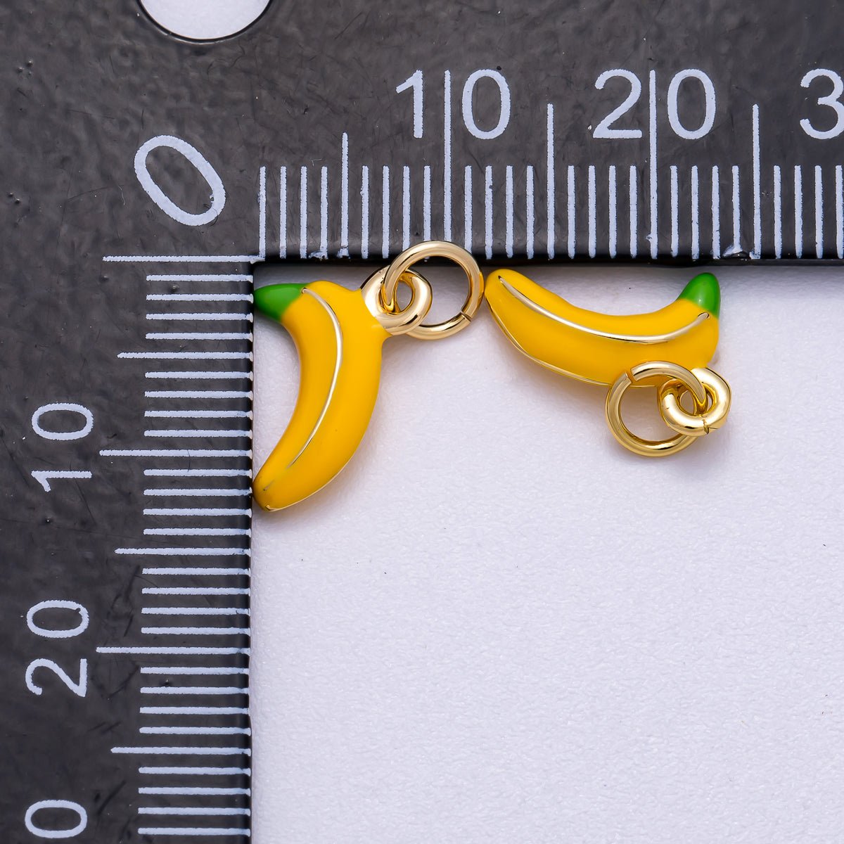 16K Gold Filled 14mm Yellow Tropical Banana Fruit Enamel Charm | Charms-00580